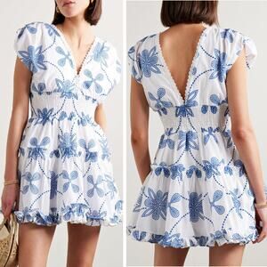 WAIMARI Giselle Mini Dress in White / Blue Size Small
